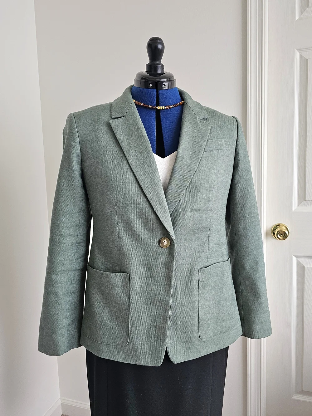J.Crew Helena Linen Blend Blazer 10P Sage Green Tailored Office Preppy Jacket